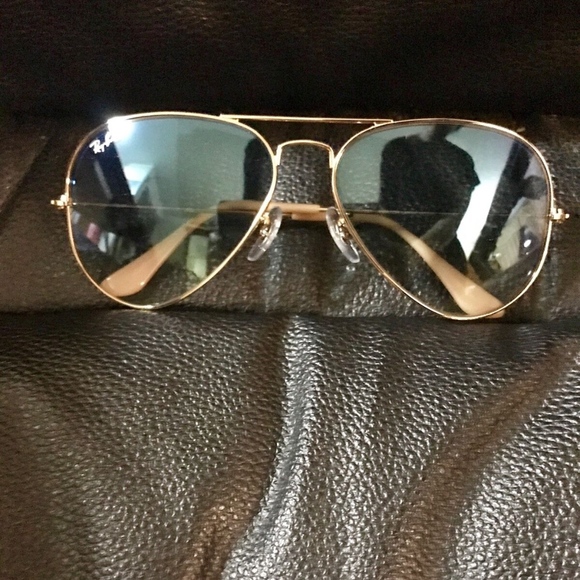 RAY BAN Aviator Sunglass Gold Frame Gradient Blue main image 4